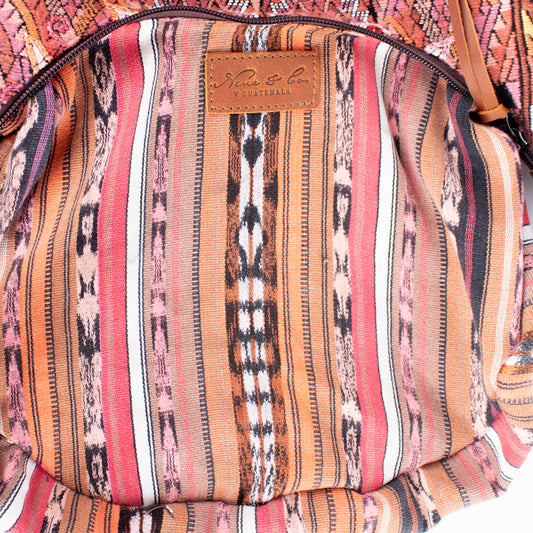 LARGE BOHO SADDLE BAG - OOAK HUIPIL - CAFE - NO. 16988