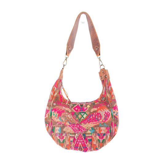 LARGE BOHO SADDLE BAG - OOAK HUIPIL - HONEY - NO. 16989