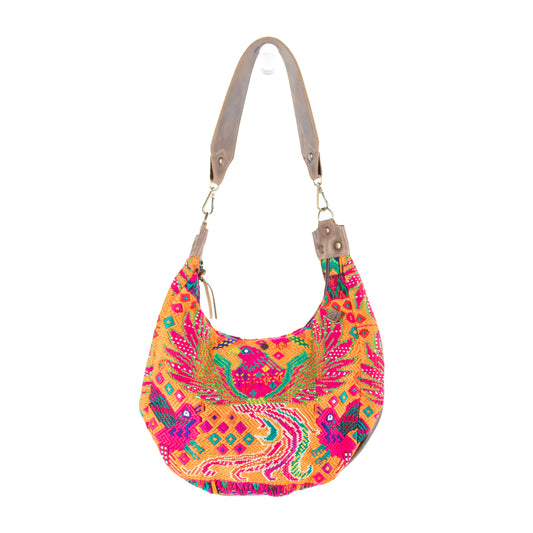 LARGE BOHO SADDLE BAG - OOAK HUIPIL - FOSSIL - NO. 16990