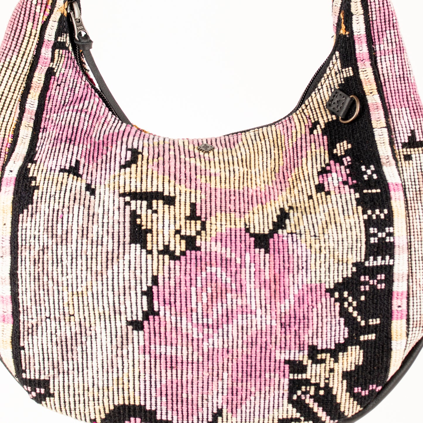 LARGE BOHO SADDLE BAG - OOAK HUIPIL - BLACK - NO. 16991