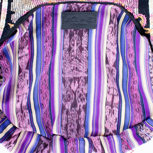 LARGE BOHO SADDLE BAG - OOAK HUIPIL - BLACK - NO. 16991