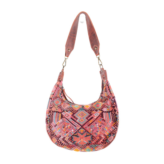 LARGE BOHO SADDLE BAG - OOAK HUIPIL - COPPER - NO. 16994