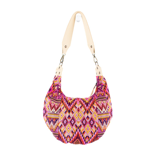 LARGE BOHO SADDLE BAG - OOAK HUIPIL - BUTTER - NO. 16996