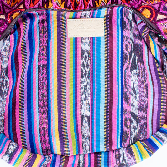 LARGE BOHO SADDLE BAG - OOAK HUIPIL - BUTTER - NO. 16996