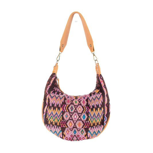 LARGE BOHO SADDLE BAG - OOAK HUIPIL - BRANDY - NO. 16997