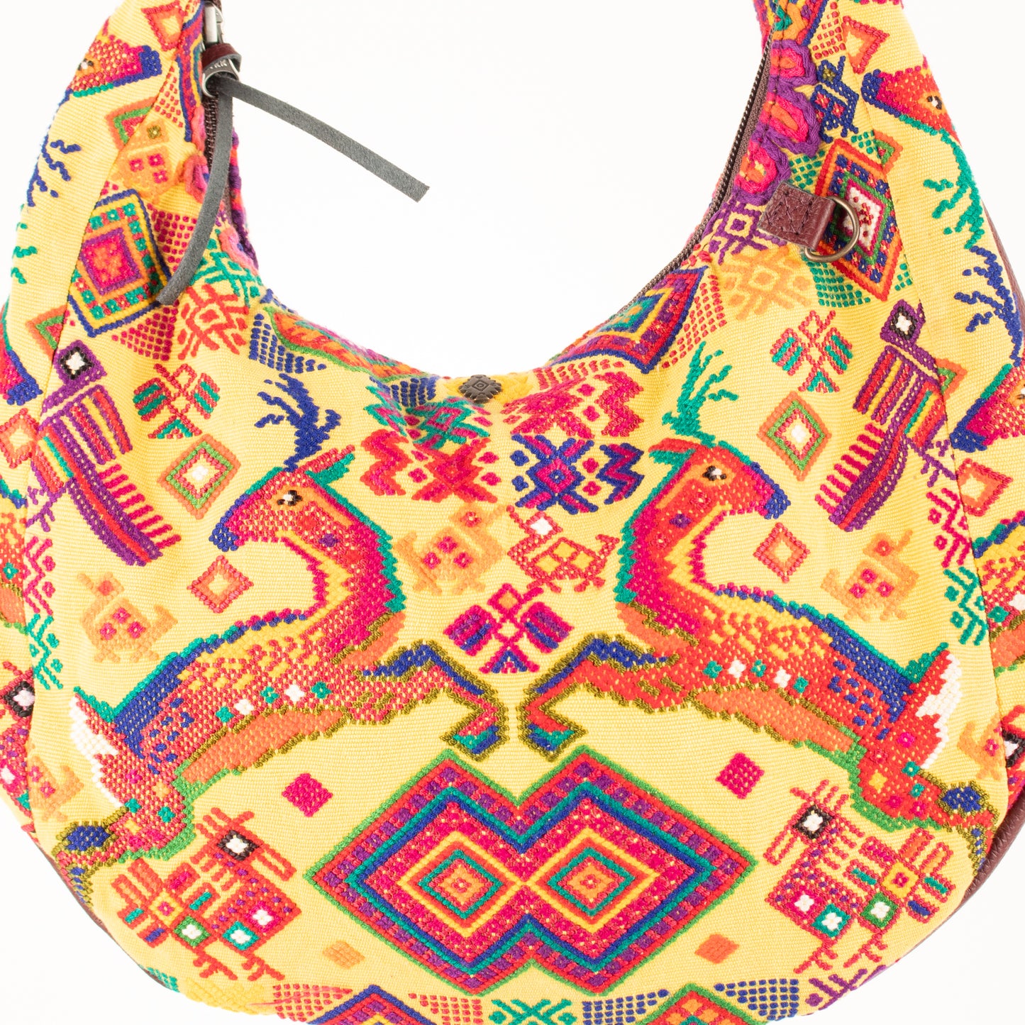 LARGE BOHO SADDLE BAG - OOAK HUIPIL - AMARANTH - NO. 16998