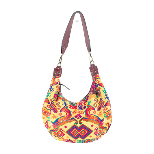 LARGE BOHO SADDLE BAG - OOAK HUIPIL - AMARANTH - NO. 16998