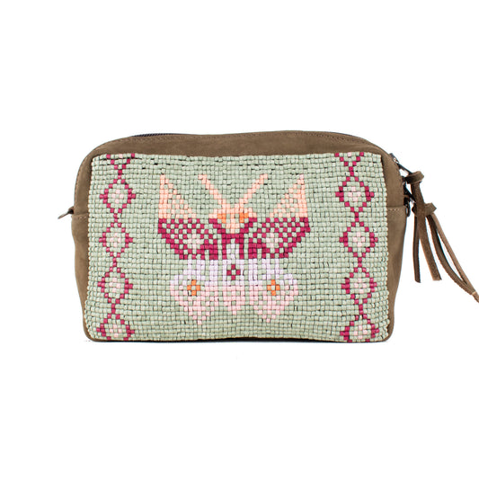 H&S WANDER CROSSBODY SET - OOAK BEADED PANEL - VERDE OLIVO - NO. 17087