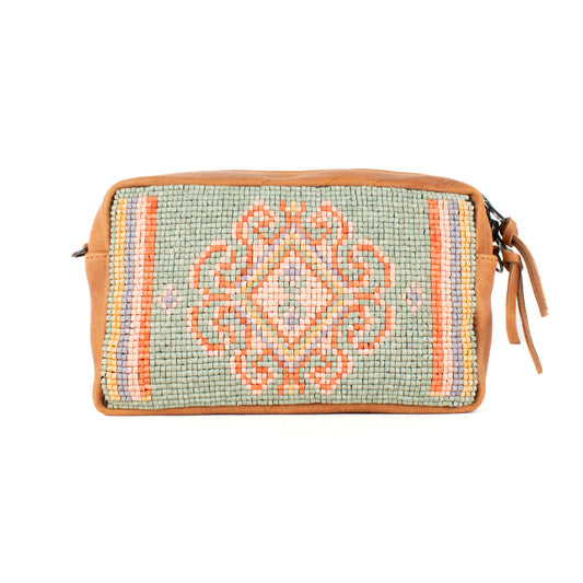 H&S WANDER CROSSBODY SET - OOAK BEADED PANEL - BOURBON - NO. 17096