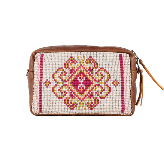 H&S WANDER CROSSBODY SET - OOAK BEADED PANEL - CAFE - NO. 17098