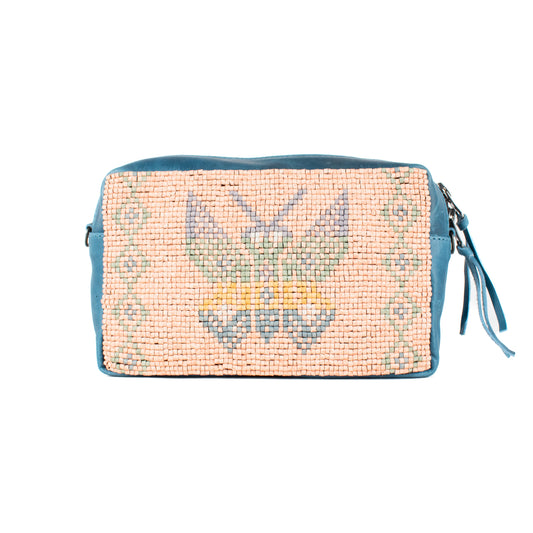 H&S WANDER CROSSBODY SET - OOAK BEADED PANEL - CERULEAN - NO. 17100