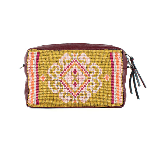 H&S WANDER CROSSBODY SET - OOAK BEADED PANEL - AMARANTH - NO. 17104