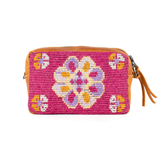 H&S WANDER CROSSBODY SET - OOAK BEADED PANEL - BUTTERSCOTCH - NO. 17113