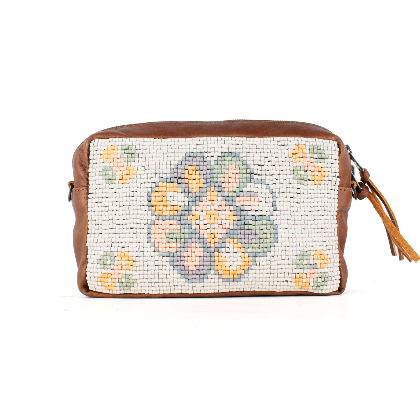 H&S WANDER CROSSBODY SET - OOAK BEADED PANEL - CAFE - NO. 17114