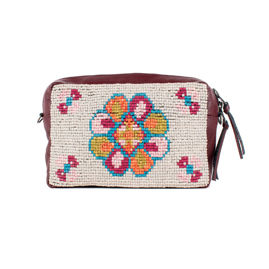 H&S WANDER CROSSBODY SET - OOAK BEADED PANEL - AMARANTH - NO. 17121