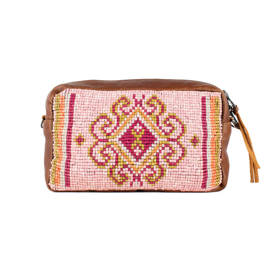 H&S WANDER CROSSBODY SET - OOAK BEADED PANEL - CAFE - NO. 17123