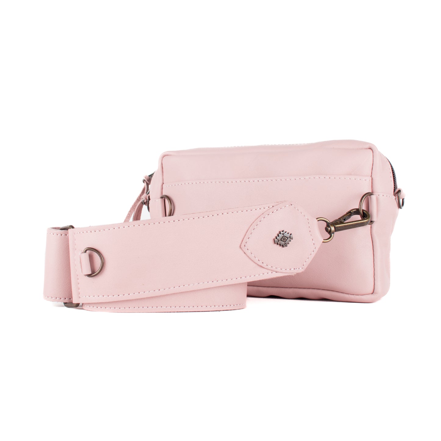 H&S WANDER CROSSBODY SET - OOAK BEADED PANEL - ROSE QUARTZ - NO. 17126