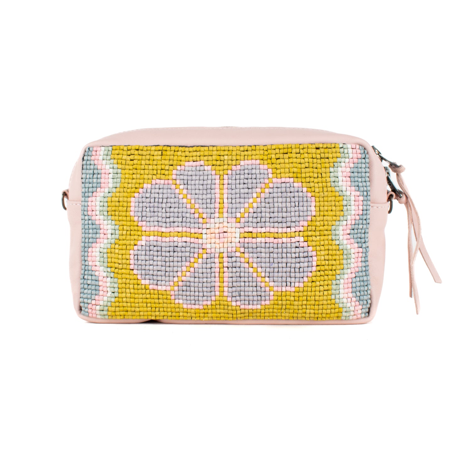 H&S WANDER CROSSBODY SET - OOAK BEADED PANEL - ROSE QUARTZ - NO. 17126