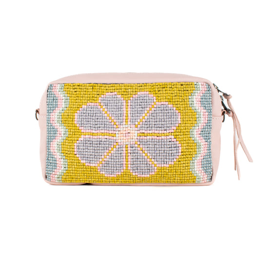 H&S WANDER CROSSBODY SET - OOAK BEADED PANEL - ROSE QUARTZ - NO. 17126