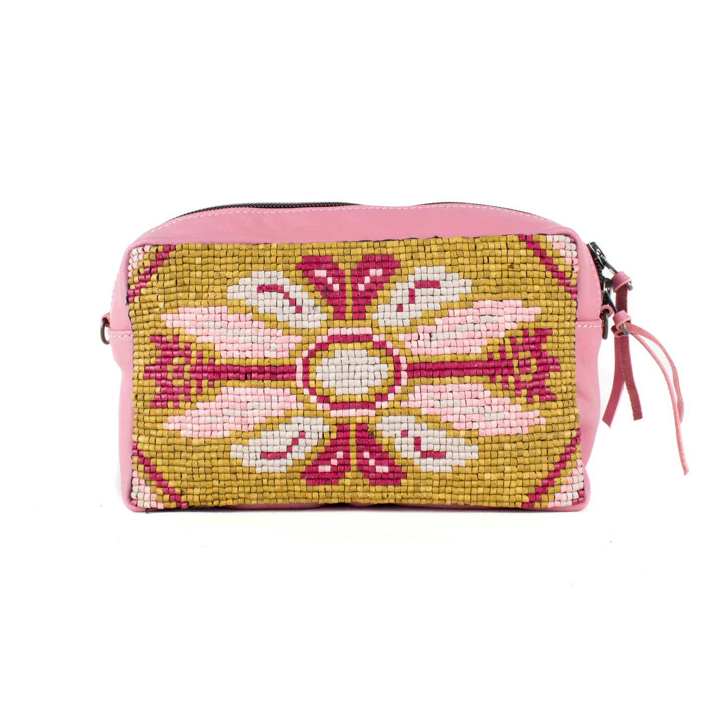 H&S WANDER CROSSBODY SET - OOAK BEADED PANEL - FLAMINGO - NO. 17131