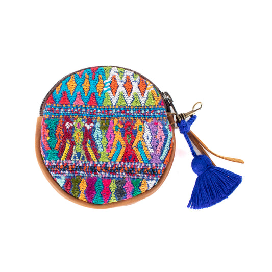 CIRCLE COIN PURSE - OOAK HUIPIL - CAFE - NO. 17505