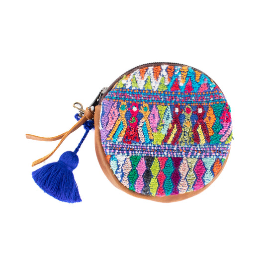 CIRCLE COIN PURSE - OOAK HUIPIL - CAFE - NO. 17505
