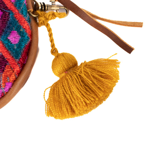 CIRCLE COIN PURSE - OOAK HUIPIL - CAFE- NO. 17506