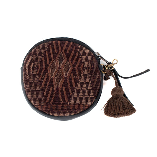 CIRCLE COIN PURSE - OOAK HUIPIL - BLACK - NO. 17520