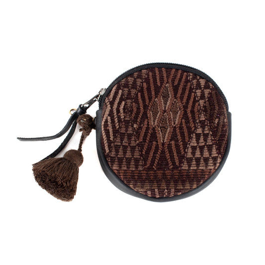 CIRCLE COIN PURSE - OOAK HUIPIL - BLACK - NO. 17520