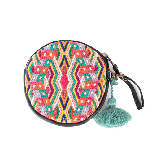 CIRCLE COIN PURSE - OOAK HUIPIL - BLACK - NO. 17521