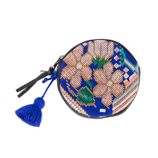 CIRCLE COIN PURSE - OOAK HUIPIL - BLACK - NO. 17525
