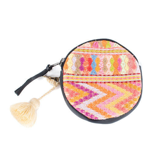 CIRCLE COIN PURSE - OOAK HUIPIL - BLACK - NO. 17530