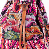 DRAWSTRING BUCKET BAG - OOAK HUIPIL - HONEY - NO. 17703