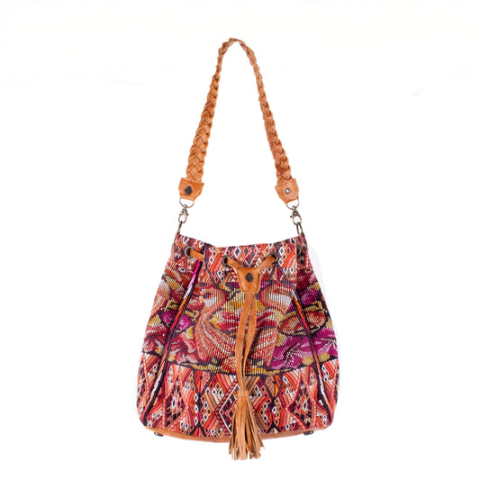 DRAWSTRING BUCKET BAG - OOAK HUIPIL - DUNA AMARILLA - NO. 17860