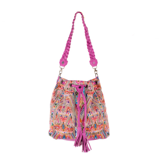 DRAWSTRING BUCKET BAG - OOAK HUIPIL - JAZZY - NO. 17862