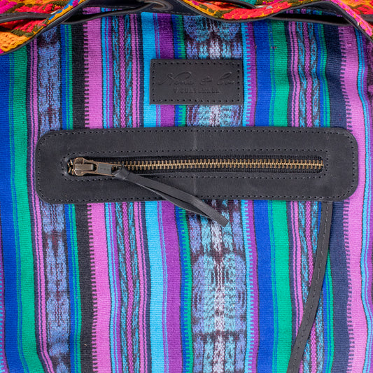 DRAWSTRING BUCKET BAG - OOAK HUIPIL - BLACK - NO. 17863