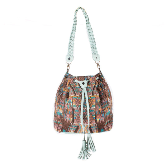 DRAWSTRING BUCKET BAG - OOAK HUIPIL - LUCITE - NO. 17864