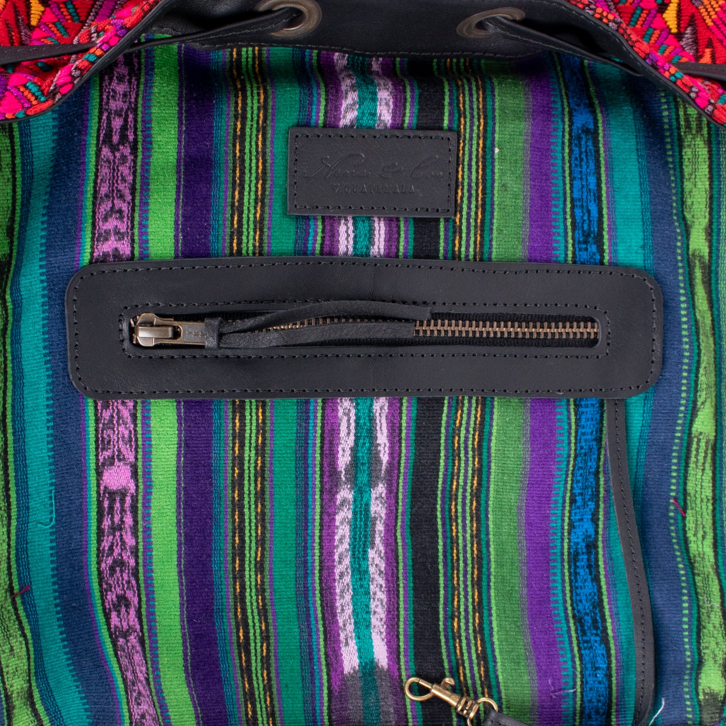 DRAWSTRING BUCKET BAG - OOAK HUIPIL - BLACK - NO. 17981