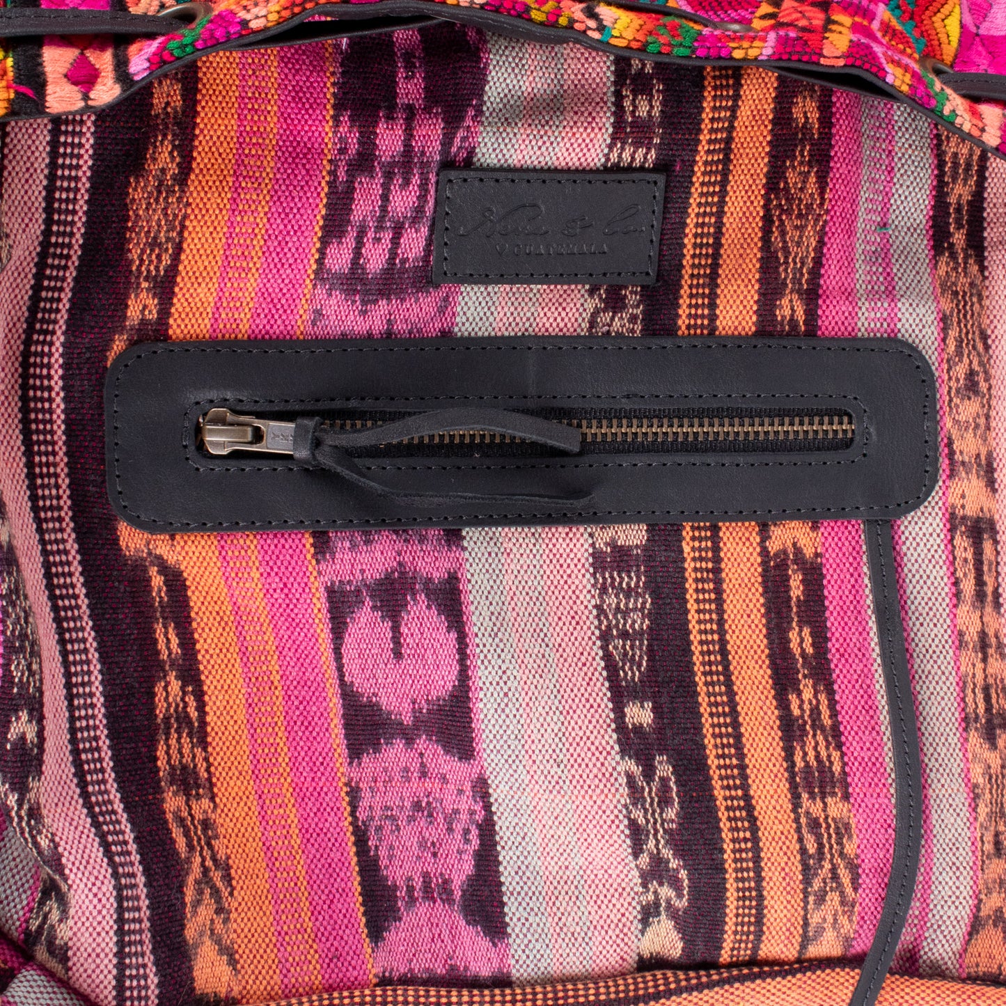 DRAWSTRING BUCKET BAG - OOAK HUIPIL - BLACK - NO. 17982