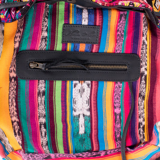 DRAWSTRING BUCKET BAG - OOAK HUIPIL - BLACK - NO. 17985