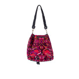 **CLOSEOUT** DRAWSTRING BUCKET BAG - OOAK HUIPIL - BLACK - NO. 17986