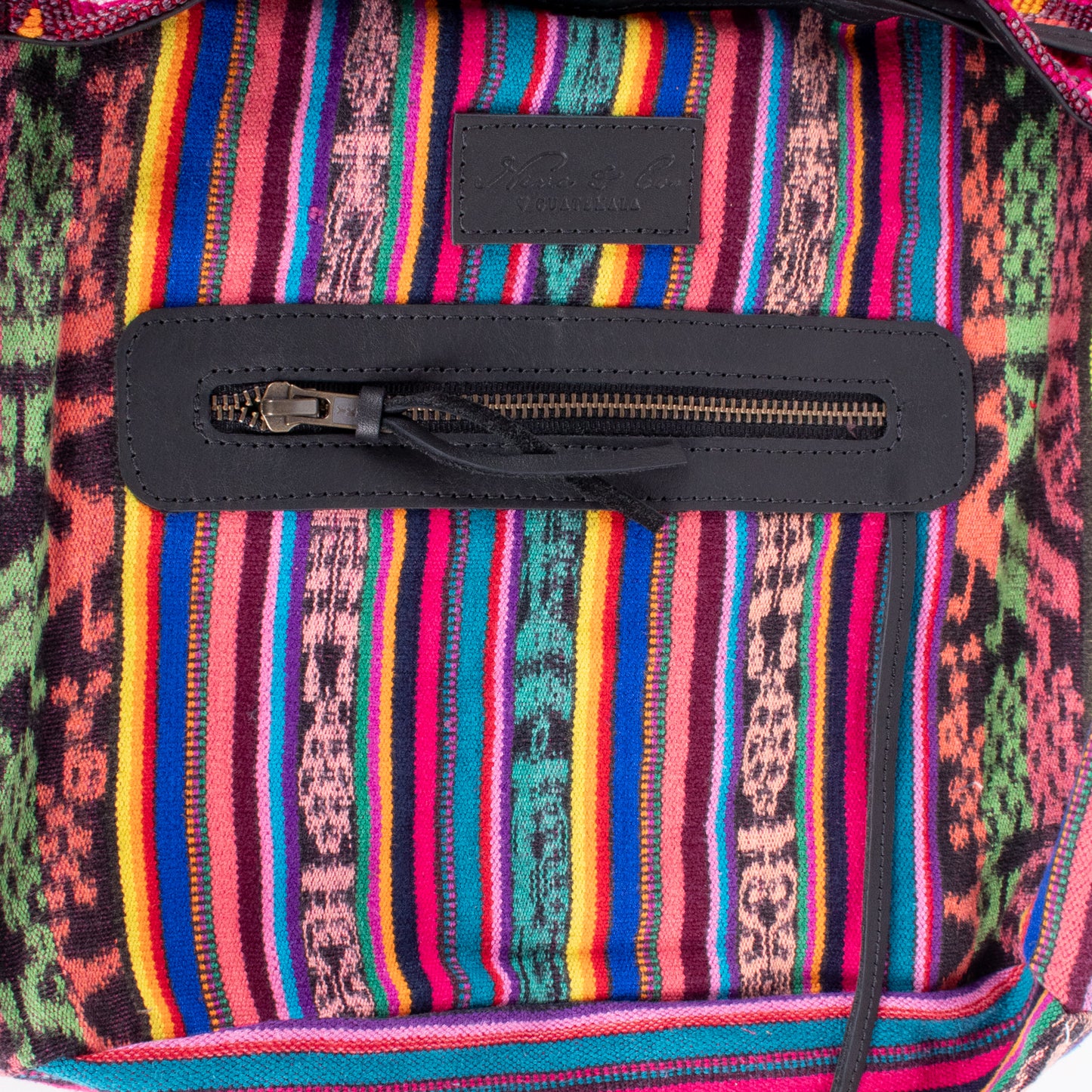 DRAWSTRING BUCKET BAG - OOAK HUIPIL - BLACK - NO. 17986