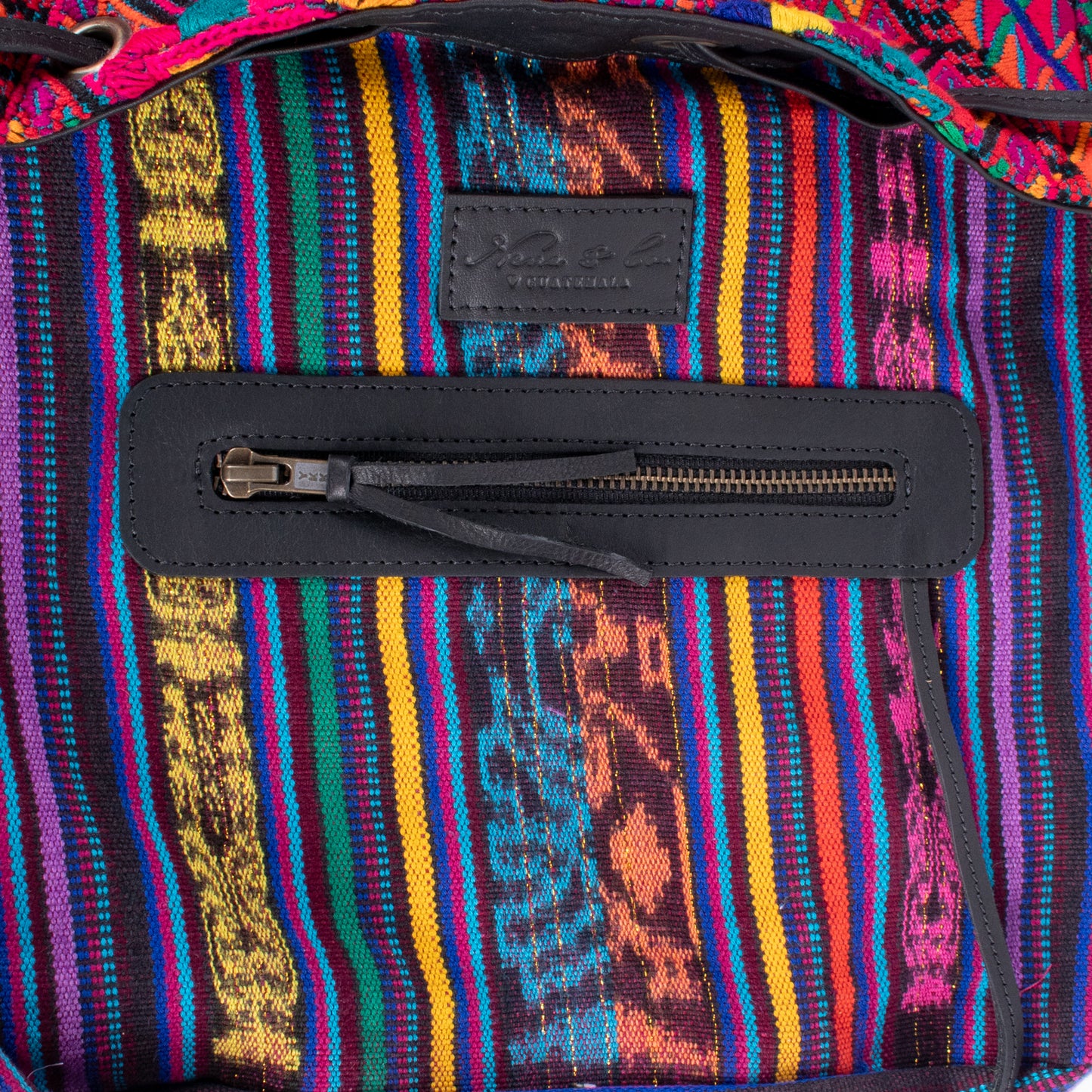 DRAWSTRING BUCKET BAG - OOAK HUIPIL - BLACK - NO. 17987