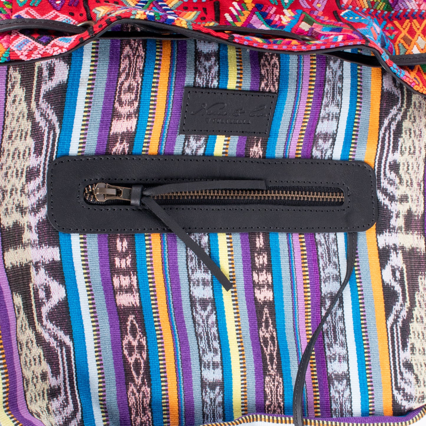 DRAWSTRING BUCKET BAG - OOAK HUIPIL - BLACK - NO. 17988