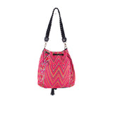 **CLOSEOUT** DRAWSTRING BUCKET BAG - OOAK HUIPIL - BLACK - NO. 17989
