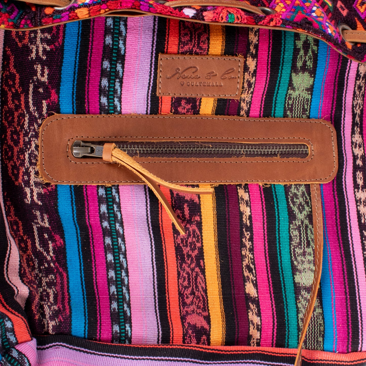 DRAWSTRING BUCKET BAG - OOAK HUIPIL - CAFE - NO. 17991