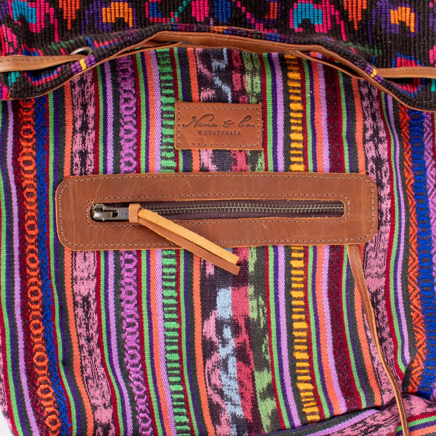 DRAWSTRING BUCKET BAG - OOAK HUIPIL - CAFE - NO. 17993