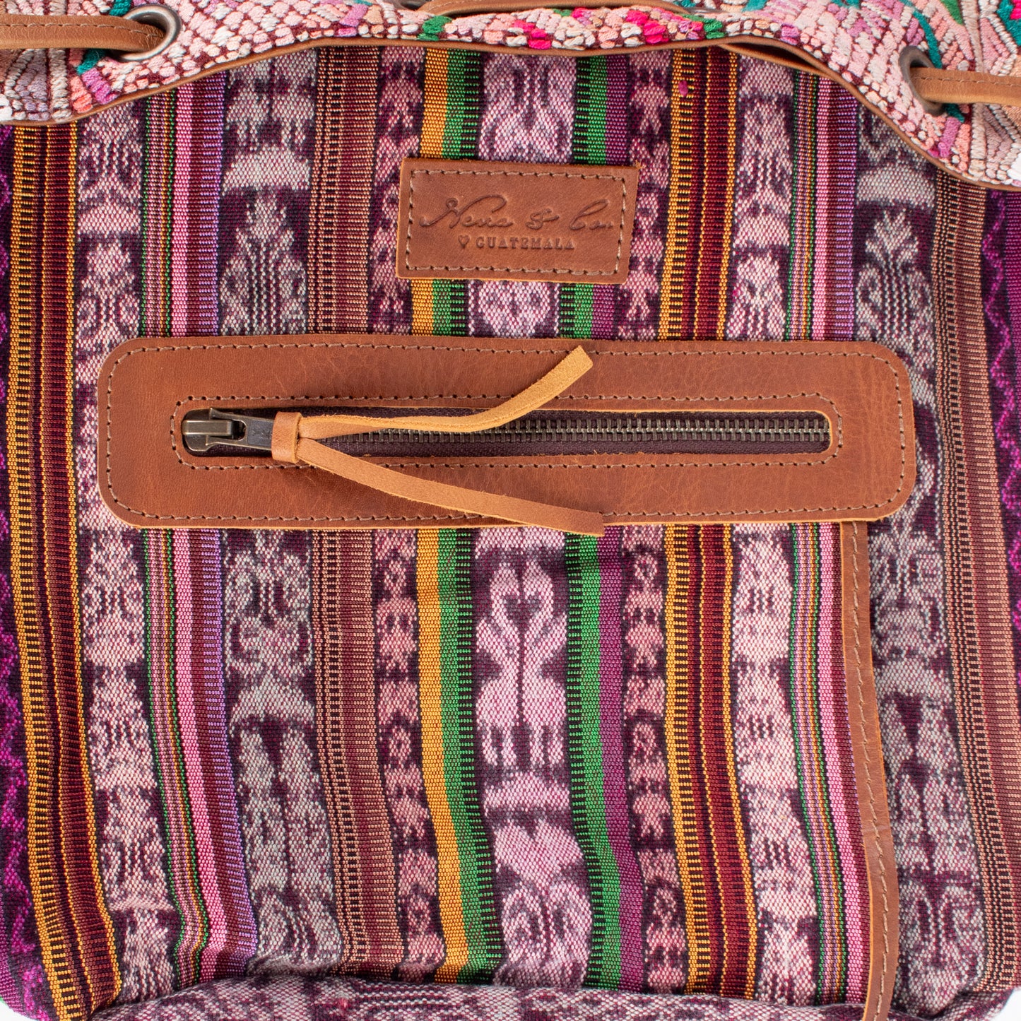 DRAWSTRING BUCKET BAG - OOAK HUIPIL - CAFE - NO. 17996