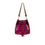 **CLOSEOUT** DRAWSTRING BUCKET BAG - OOAK HUIPIL - CAFE - NO. 17999