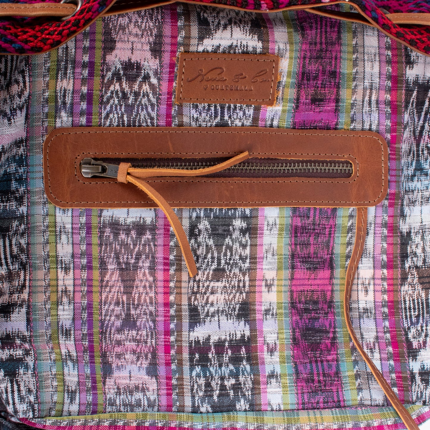 DRAWSTRING BUCKET BAG - OOAK HUIPIL - CAFE - NO. 17999